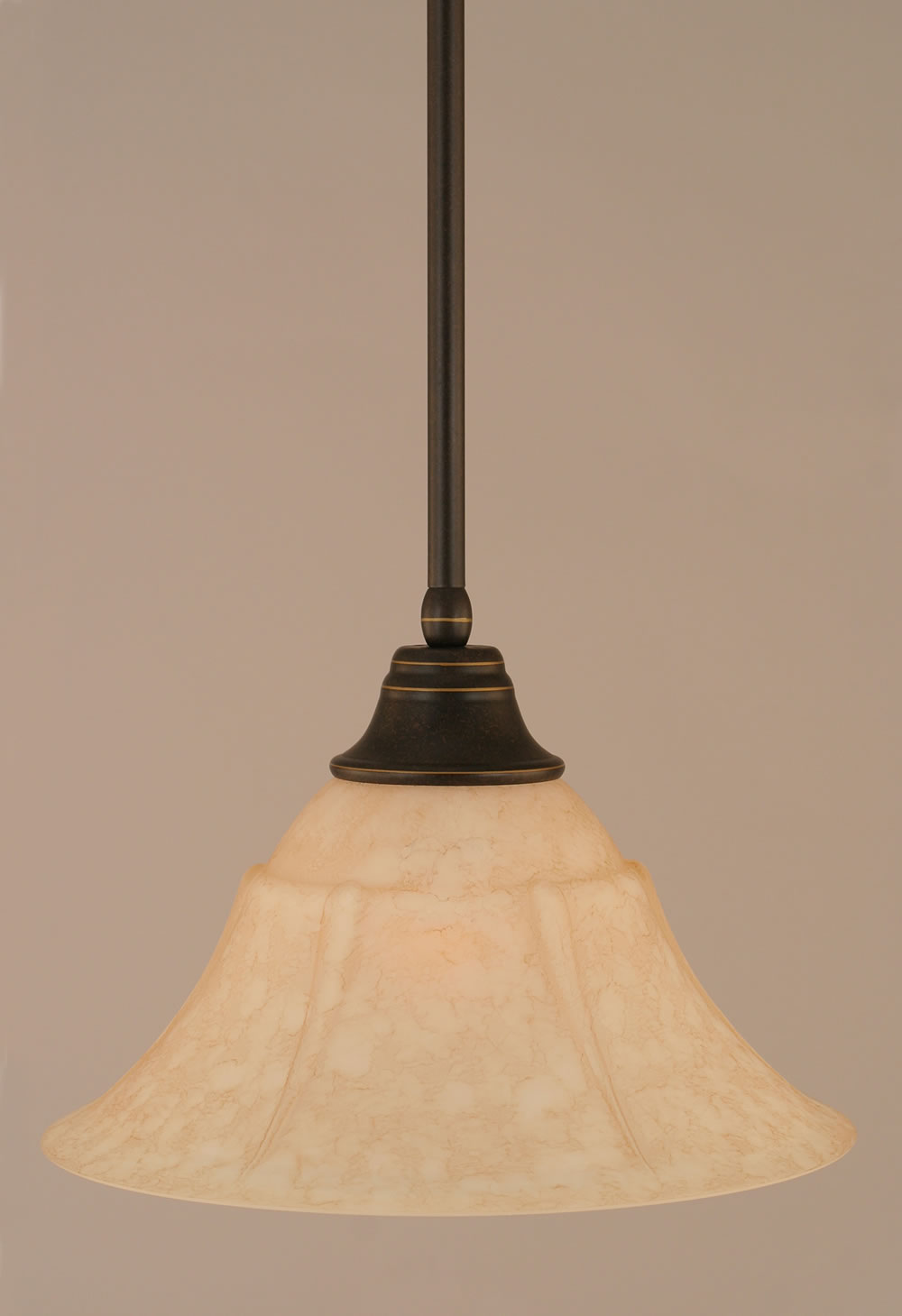 Stem Pendant With Hang Straight Swivel Shown In Dark Granite Finish With 14" Italian Marble Glass "
