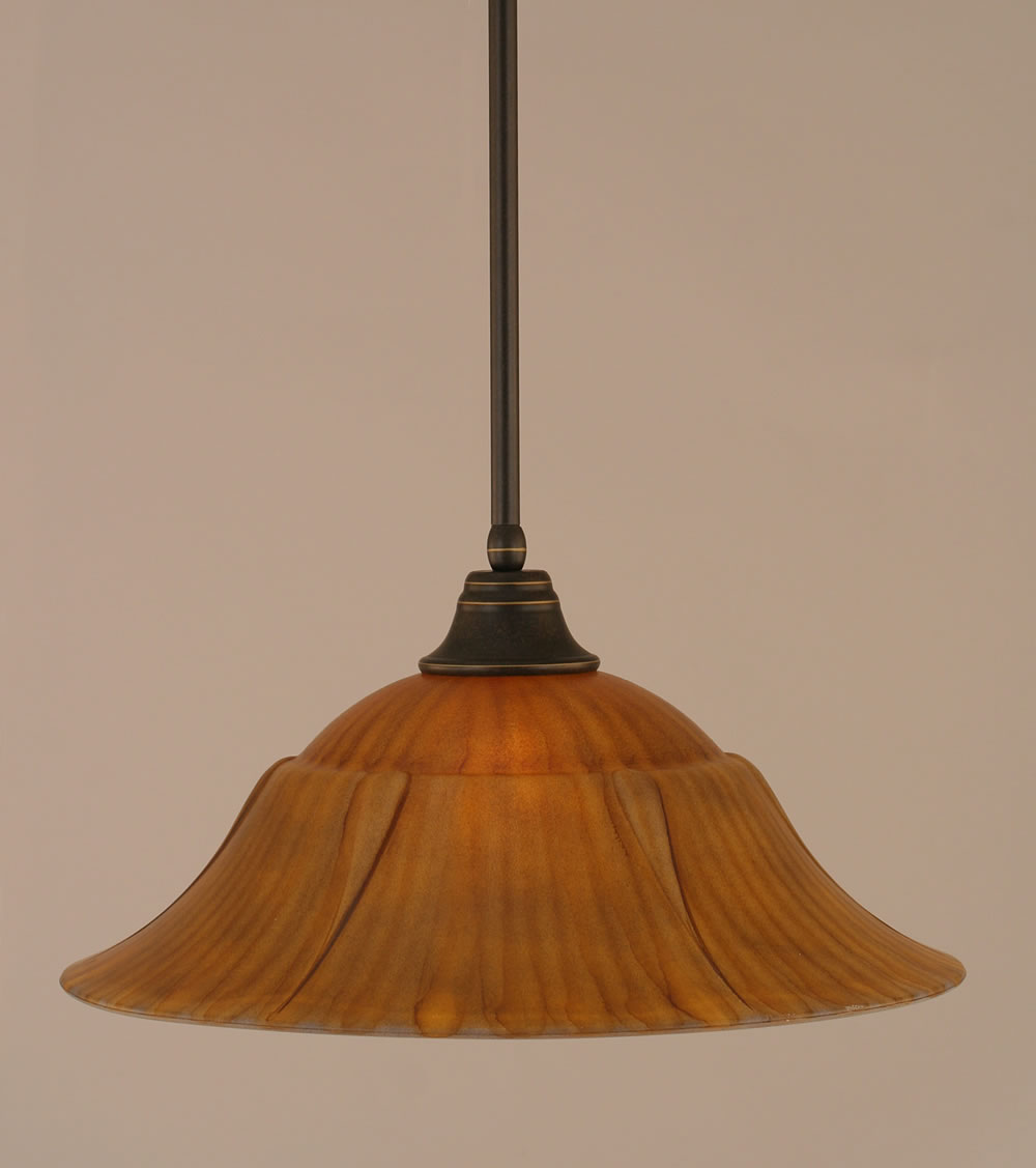Stem Pendant With Hang Straight Swivel Shown In Dark Granite Finish With 20" Tiger Glass