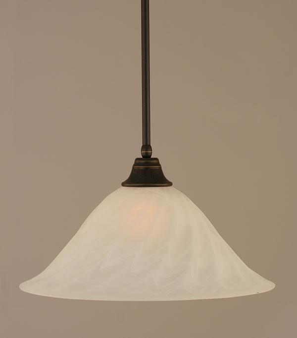 Stem Pendant With Hang Straight Swivel Shown In Dark Granite Finish With 20" White Alabaster Swirl Glass