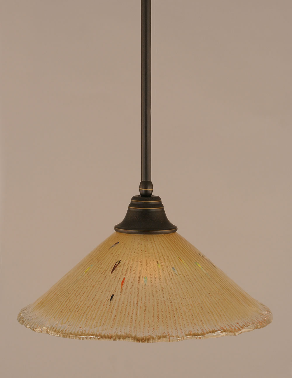Stem Pendant With Hang Straight Swivel Shown In Dark Granite Finish With 16" Amber Crystal Glass