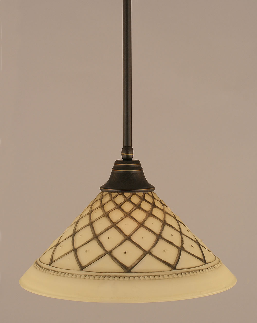 Stem Pendant With Hang Straight Swivel Shown In Dark Granite Finish With 16" Chocolate Icing Glass