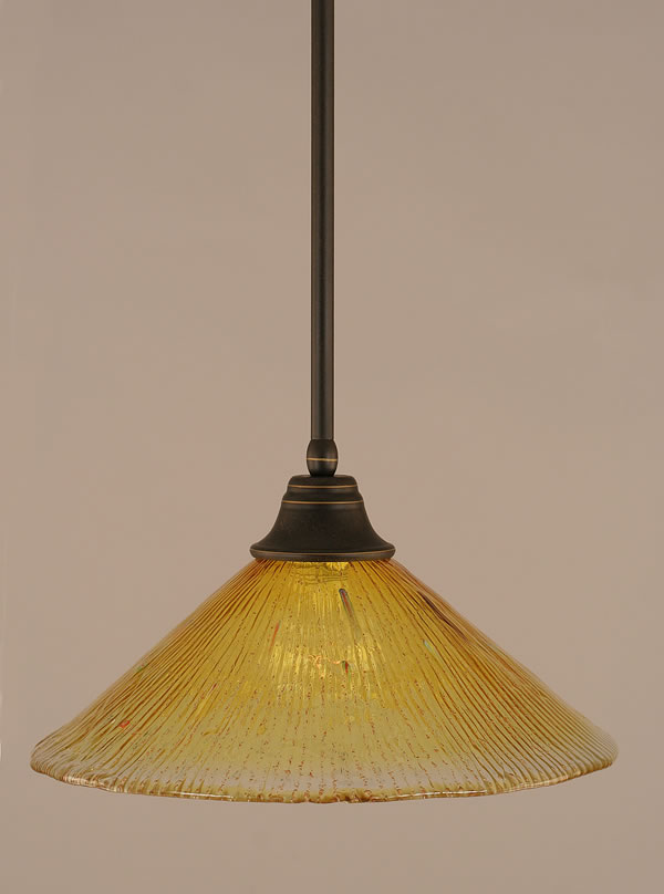Stem Pendant With Hang Straight Swivel Shown In Dark Granite Finish With 16" Gold Champagne Crystal Glass