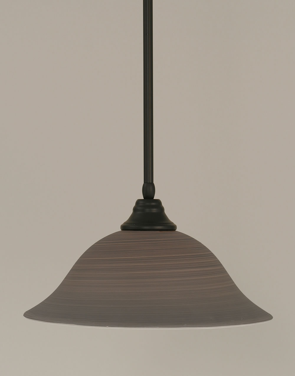 Stem Pendant With Hang Straight Swivel Shown In Matte Black Finish With 16" Gray Linen Glass