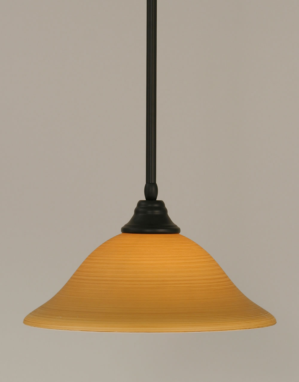 Stem Pendant With Hang Straight Swivel Shown In Matte Black Finish With 16" Cayenne Linen Glass