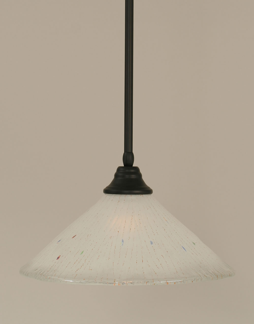 Stem Pendant With Hang Straight Swivel Shown In Matte Black Finish With 16" Frosted Crystal Glass
