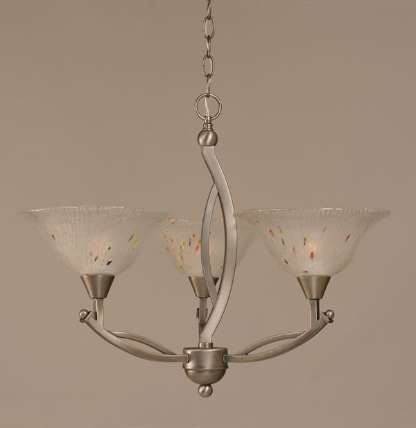 Bow 3 Light Chandelier Shown In Brushed Nickel Finish With 10" Frosted Crystal Glass