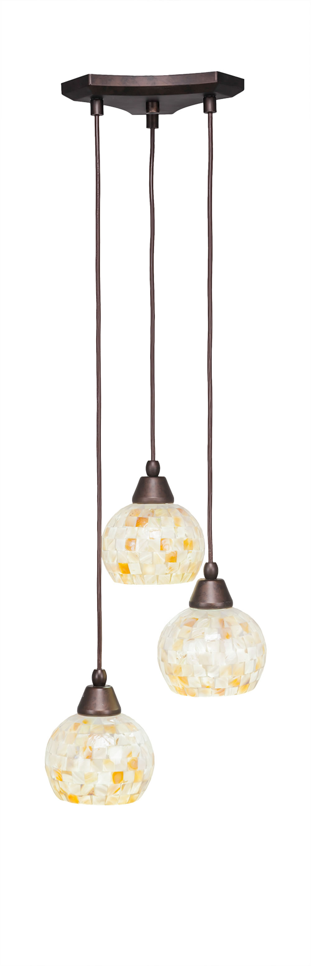 Europa 3 Light Multi Light Mini Pendant Shown In Bronze Finish With 6" Mystic Seashell Glass