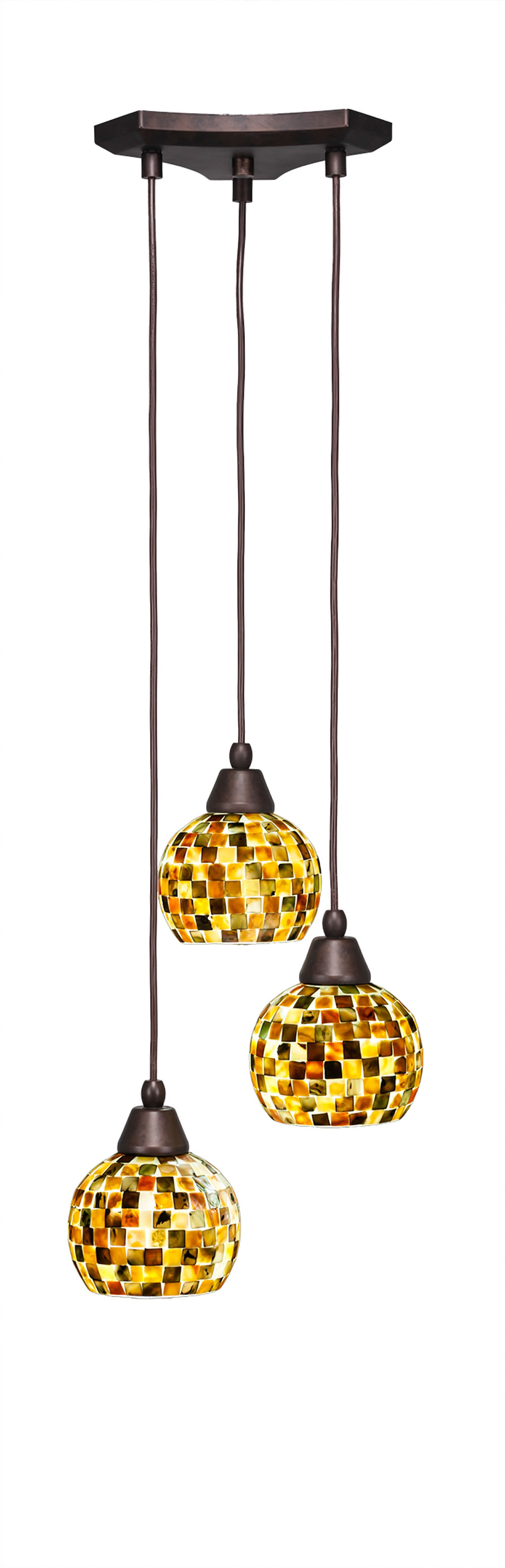 Europa 3 Light Multi Light Mini Pendant Shown In Bronze Finish With 6" Sea Mist Seashell Glass