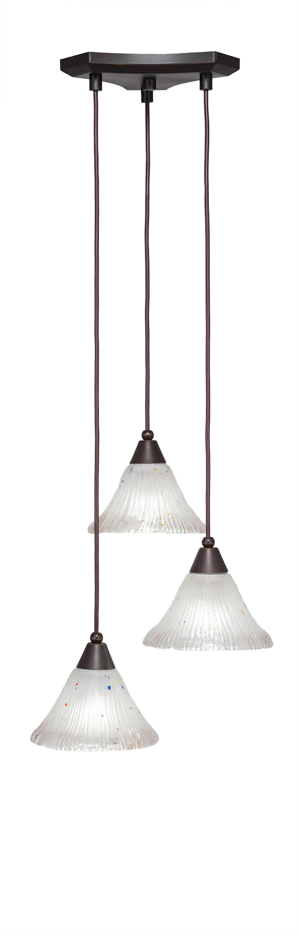 Europa 3 Light Multi Light Mini Pendant Shown In Dark Granite Finish With 7" Frosted Crystal Glass