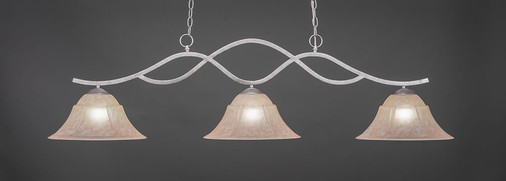 Revo 3 Light Bar Shown In Aged Silver Finish With 14" Italian Marble Glass