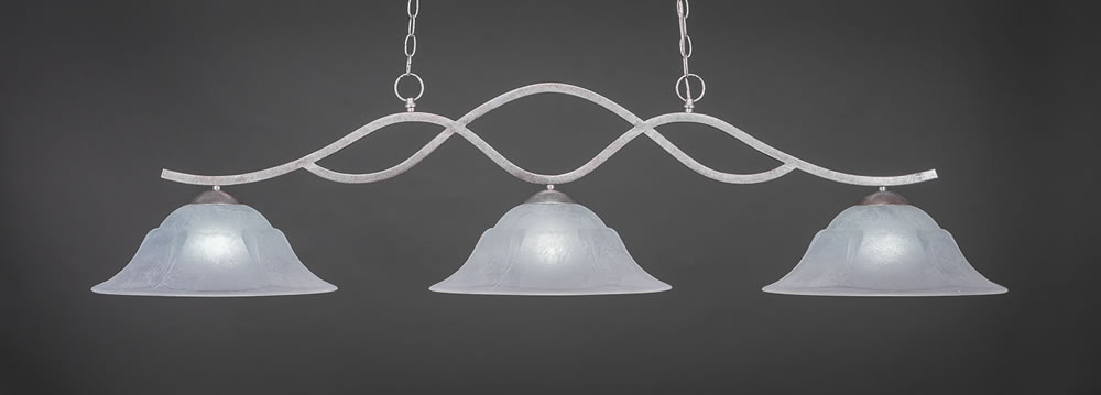 Revo 3 Light Bar Shown In Aged Silver Finish With 16" White Marble Glass