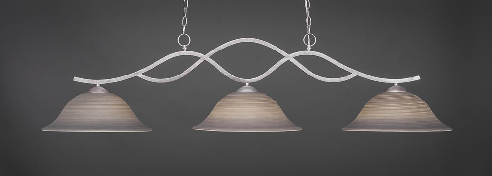 Revo 3 Light Bar Shown In Aged Silver Finish With 16" Gray Linen Glass
