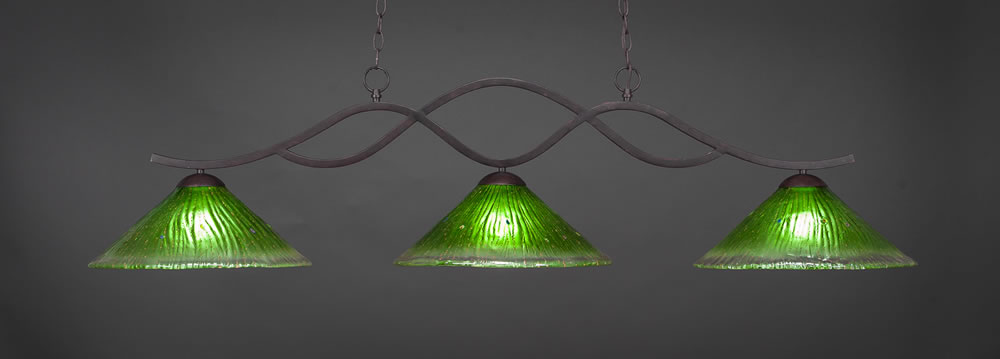 Revo 3 Light Bar Shown In Dark Granite Finish With 16" Kiwi Green Crystal Glass