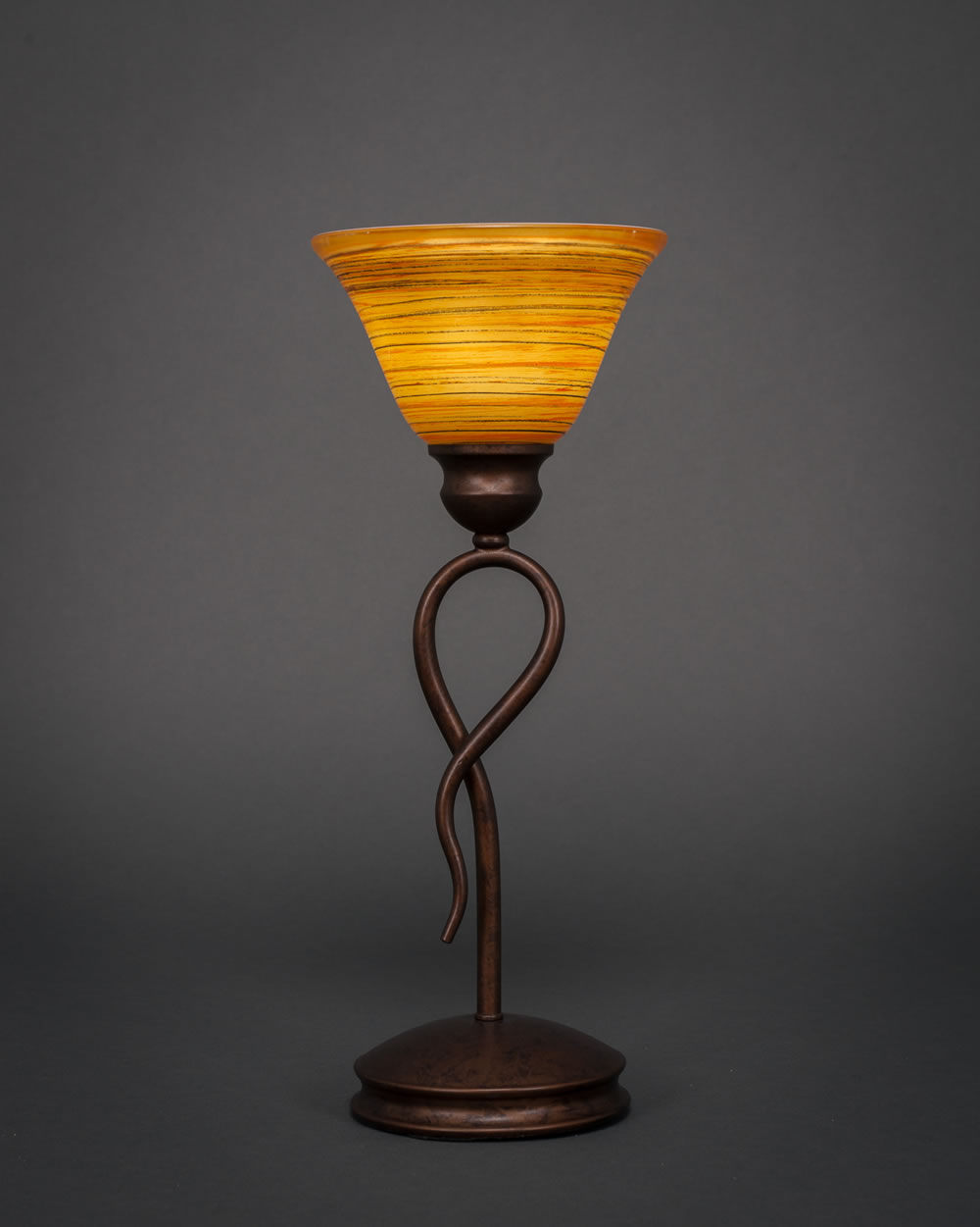 Leaf Table Lamp Shown In Bronze Finish With 7" Firré Saturn Glass