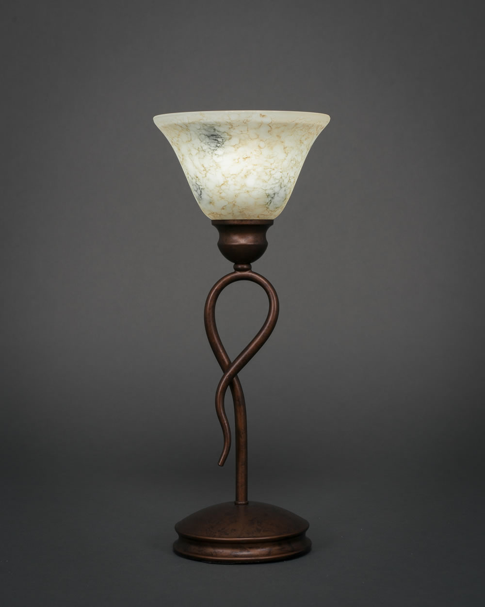 Leaf Table Lamp Shown In Bronze Finish With 7" Italian Marble Glass