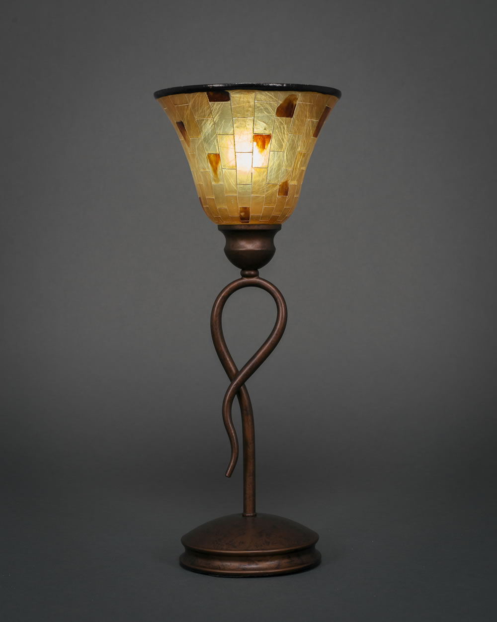 Leaf Table Lamp Shown In Bronze Finish With 7" Penshell Resin Shade