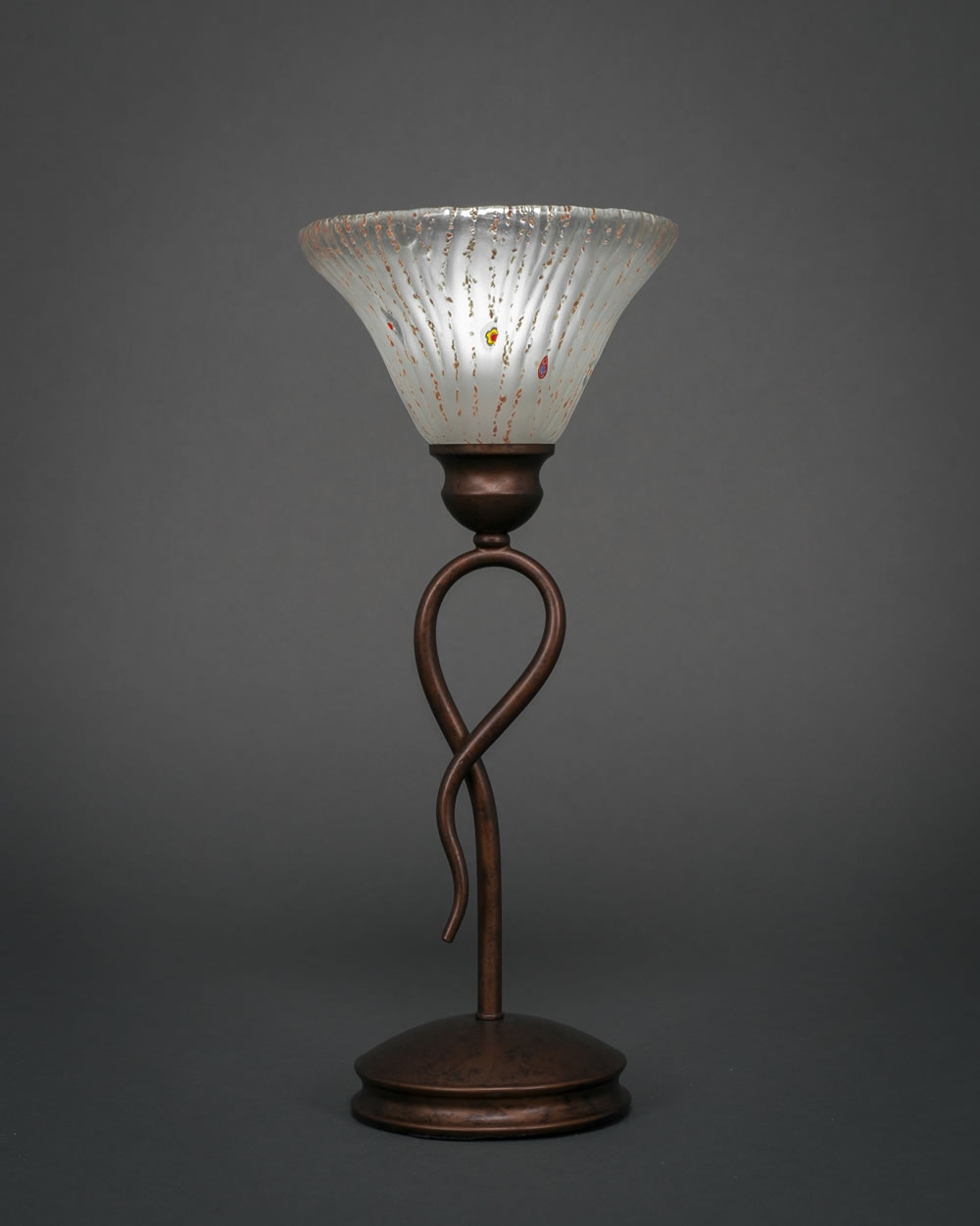 Leaf Table Lamp Shown In Bronze Finish With 7" Frosted Crystal Glass