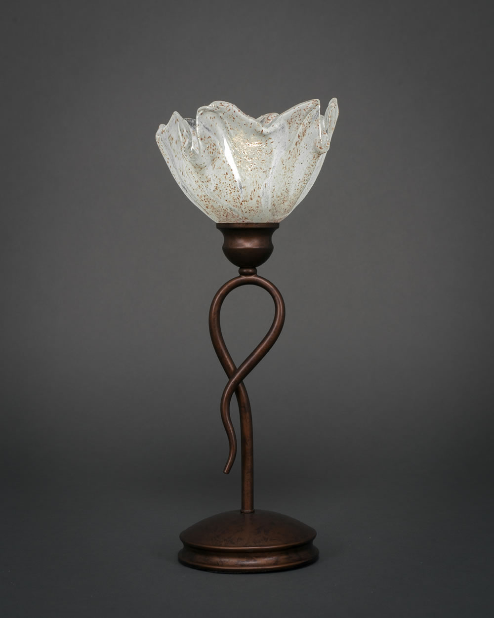 Leaf Table Lamp Shown In Bronze Finish With 7" Italian Ice Glass