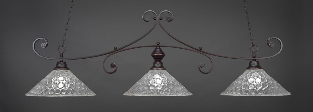 Curl 3 Light Billiard Light Shown In Dark Granite Finish With 16" Italian Bubble Glass