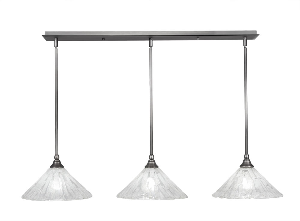 3 Light Multi Light Mini Pendant With Hang Straight Swivels Shown In Brushed Nickel Finish With 12 Italian Ice Glass