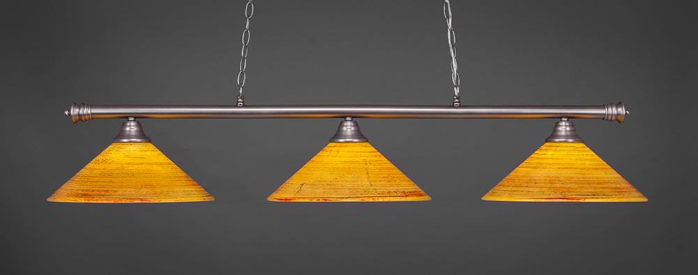 Oxford 3 Light Billiard Light Shown In Brushed Nickel Finish With 16" Firré Saturn Glass