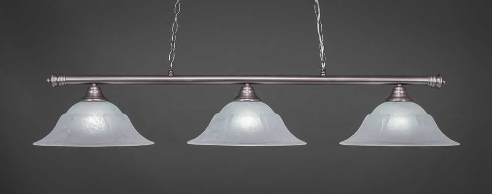 Oxford 3 Light Billiard Light Shown In Brushed Nickel Finish With 16" White Marble Glass