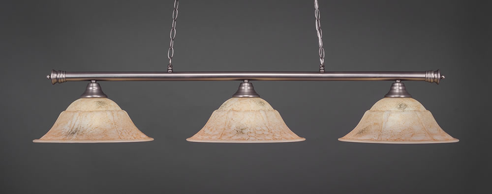 Oxford 3 Light Billiard Light Shown In Brushed Nickel Finish With 16" Italian Marble Glass