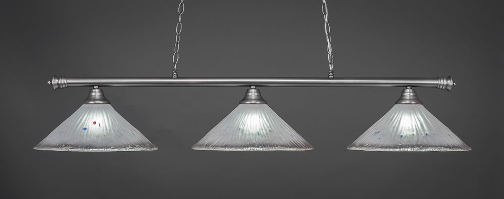 Oxford 3 Light Billiard Light Shown In Brushed Nickel Finish With 16" Frosted Crystal Glass