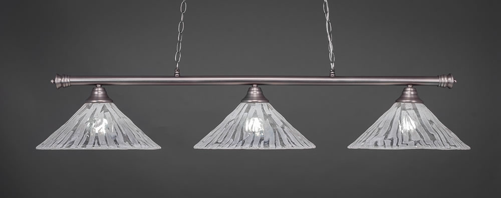 Oxford 3 Light Billiard Light Shown In Brushed Nickel Finish With 16" Italian Ice Glass