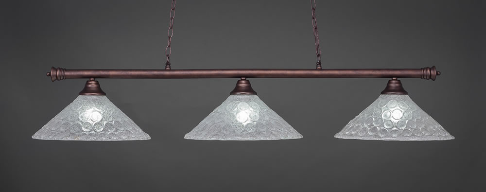 Oxford 3 Light Billiard Light Shown In Bronze Finish With 16" Italian Bubble Glass