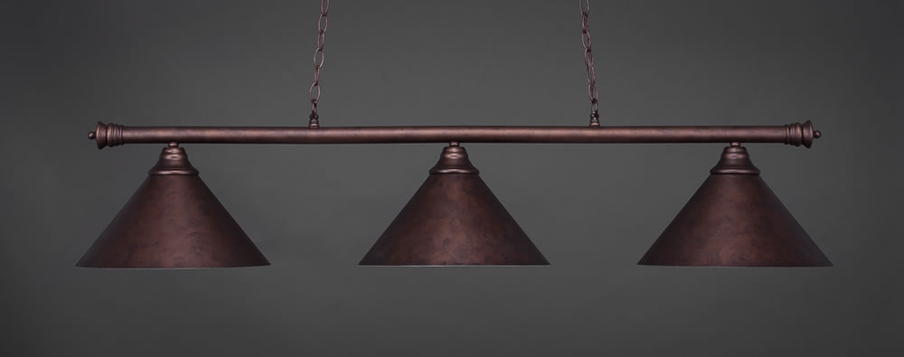 Oxford 3 Light Bar Shown In Bronze Finish With 14 Bronze Cone Metal Shade