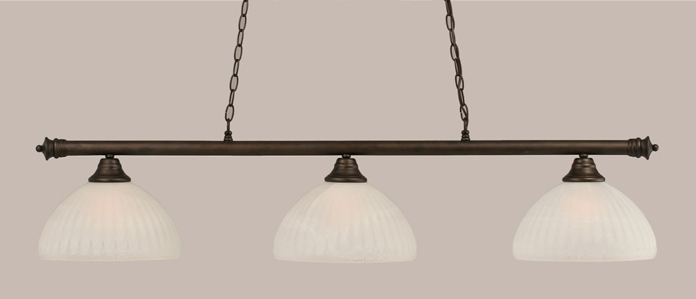 Oxford 3 Light Billiard Light Shown In Bronze Finish With 14" Alabaster Pumpkin Glass
