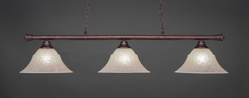 Oxford 3 Light Billiard Light Shown In Bronze Finish With 14" Amber Marble Glass