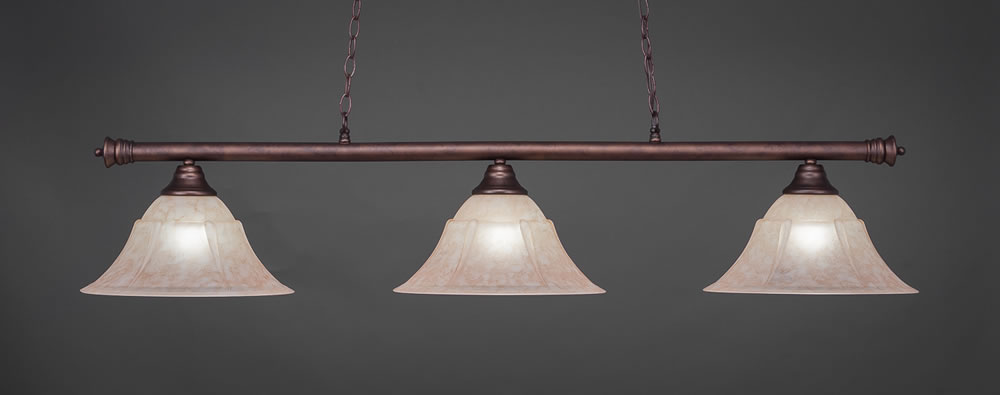 Oxford 3 Light Billiard Light Shown In Bronze Finish With 14" Italian Marble Glass
