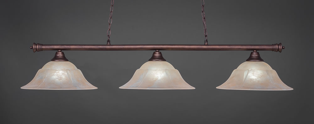 Oxford 3 Light Billiard Light Shown In Bronze Finish With 16" Amber Marble Glass