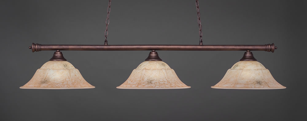 Oxford 3 Light Billiard Light Shown In Bronze Finish With 16" Italian Marble Glass