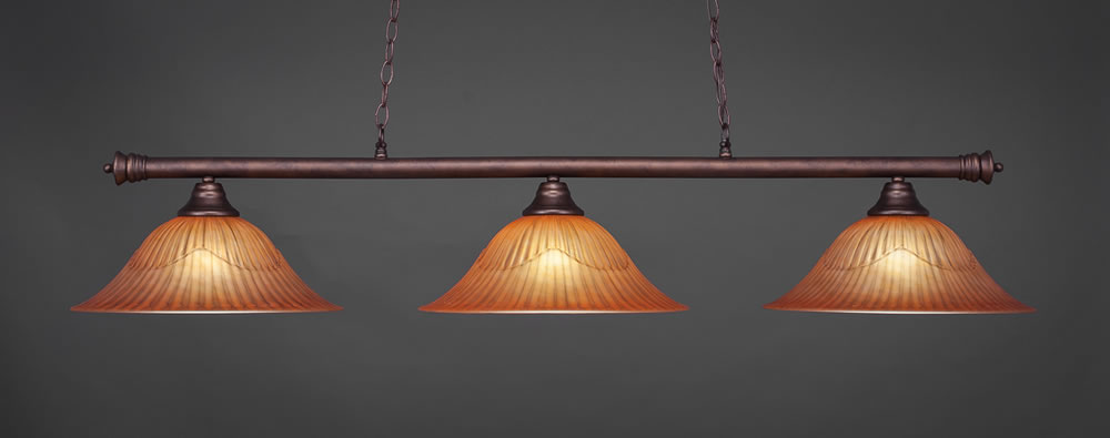 Oxford 3 Light Billiard Light Shown In Bronze Finish With 16" Tiger Glass