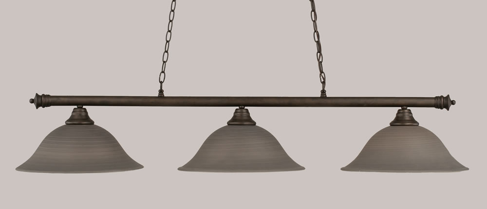 Oxford 3 Light Billiard Light Shown In Bronze Finish With 16" Gray Linen Glass