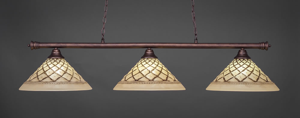 Oxford 3 Light Billiard Light Shown In Bronze Finish With 16" Chocolate Icing Glass