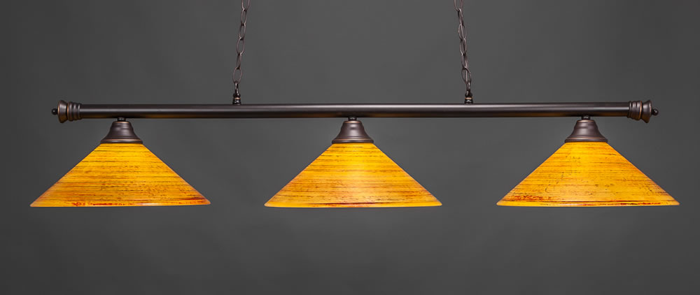 Oxford 3 Light Billiard Light Shown In Dark Granite Finish With 16" Firré Saturn Glass