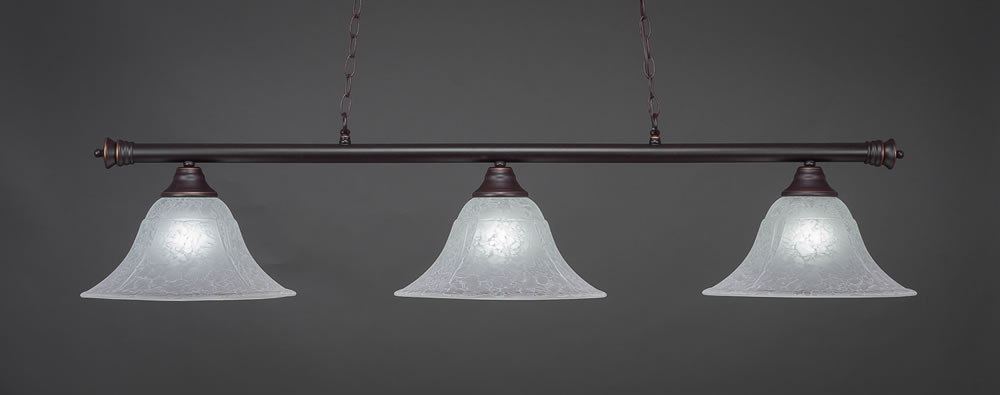 Oxford 3 Light Billiard Light Shown In Dark Granite Finish With 14" White Marble Glass