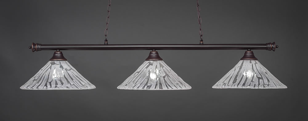 Oxford 3 Light Billiard Light Shown In Dark Granite Finish With 16" Italian Ice Glass