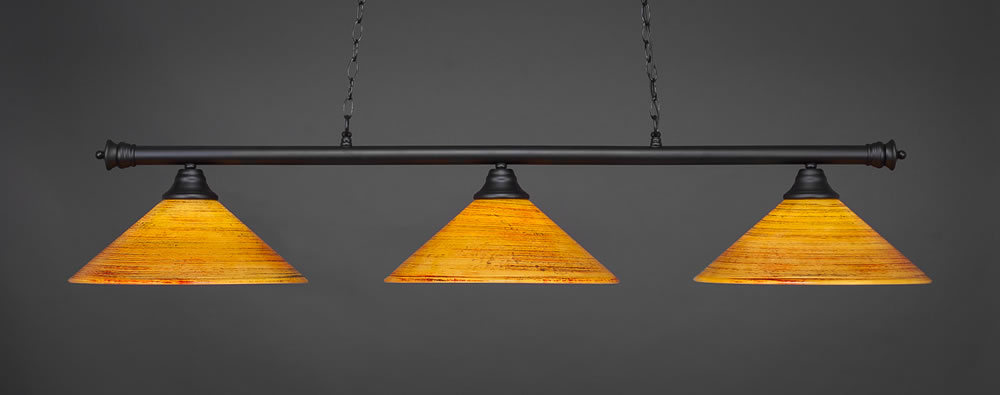 Oxford 3 Light Billiard Light Shown In Matte Black Finish With 16" Firré Saturn Glass