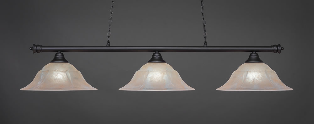 Oxford 3 Light Billiard Light Shown In Matte Black Finish With 16" Amber Marble Glass