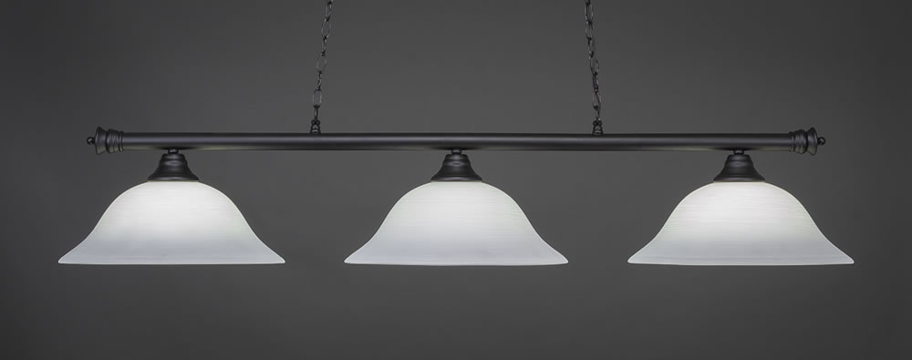 Oxford 3 Light Billiard Light Shown In Matte Black Finish With 16" White Linen Glass