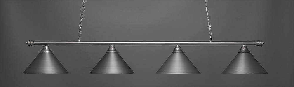 Oxford 4 Light Bar Shown In Brushed Nickel Finish With 14" Brushed Nickel Cone Metal Shades
