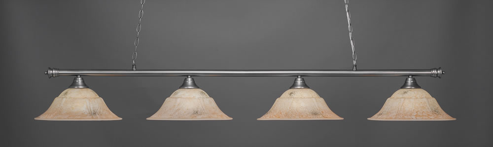 Oxford 4 Light Billiard Light Shown In Brushed Nickel Finish With 16" Italian Marble Glass