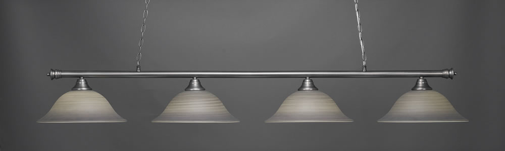 Oxford 4 Light Billiard Light Shown In Brushed Nickel Finish With 16" Gray Linen Glass