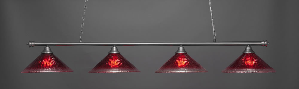 Oxford 4 Light Billiard Light Shown In Brushed Nickel Finish With 16" Raspberry Crystal Glass