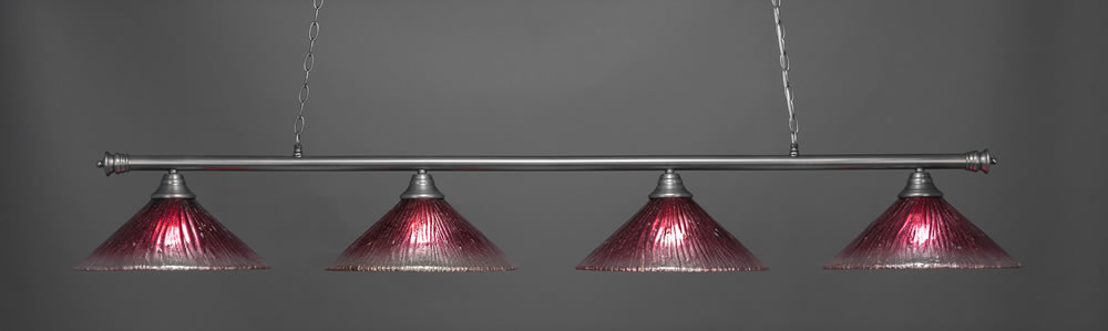 Oxford 4 Light Billiard Light Shown In Brushed Nickel Finish With 16" Wine Crystal Glass